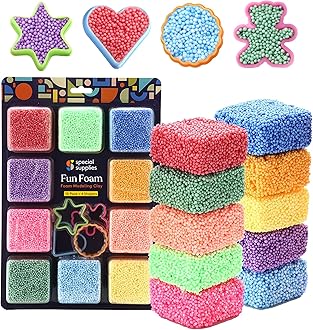 Fun Foam Modeling Foam Beads Play Kit, Children’s Educational Clay for Arts Crafts Kindergarten, Preschool Kids Toys Develop Creativity, Motor Skills (10-Pack)