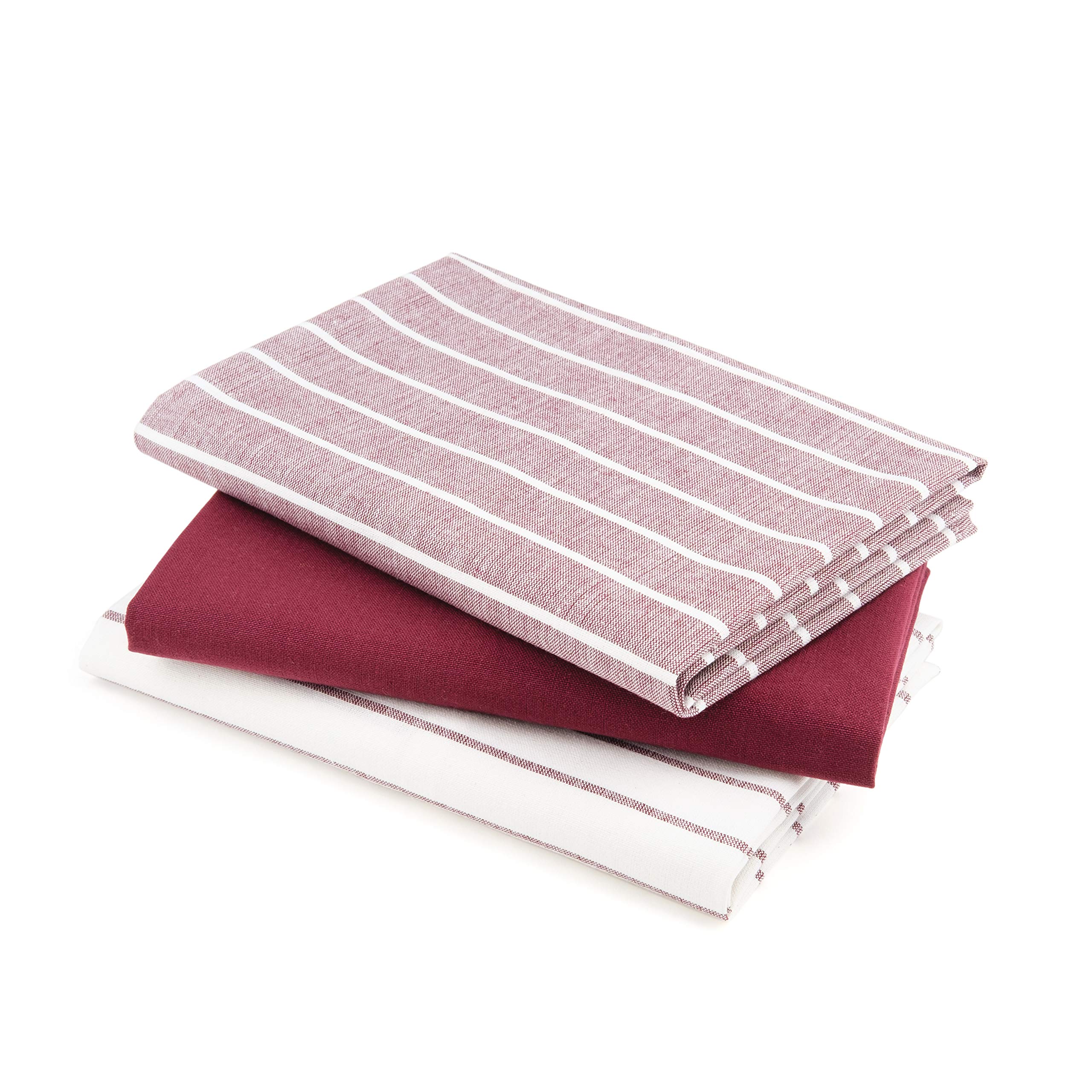 DaWo 3er-Set Geschirrtücher/Küchentücher aus 100% Baumwolle in Bordeaux mit Aufhänger | Öko-Tex Standard | weitere Farben erhältlich | 50x70 cm | stark mit 200g/m2 (Bordeaux)