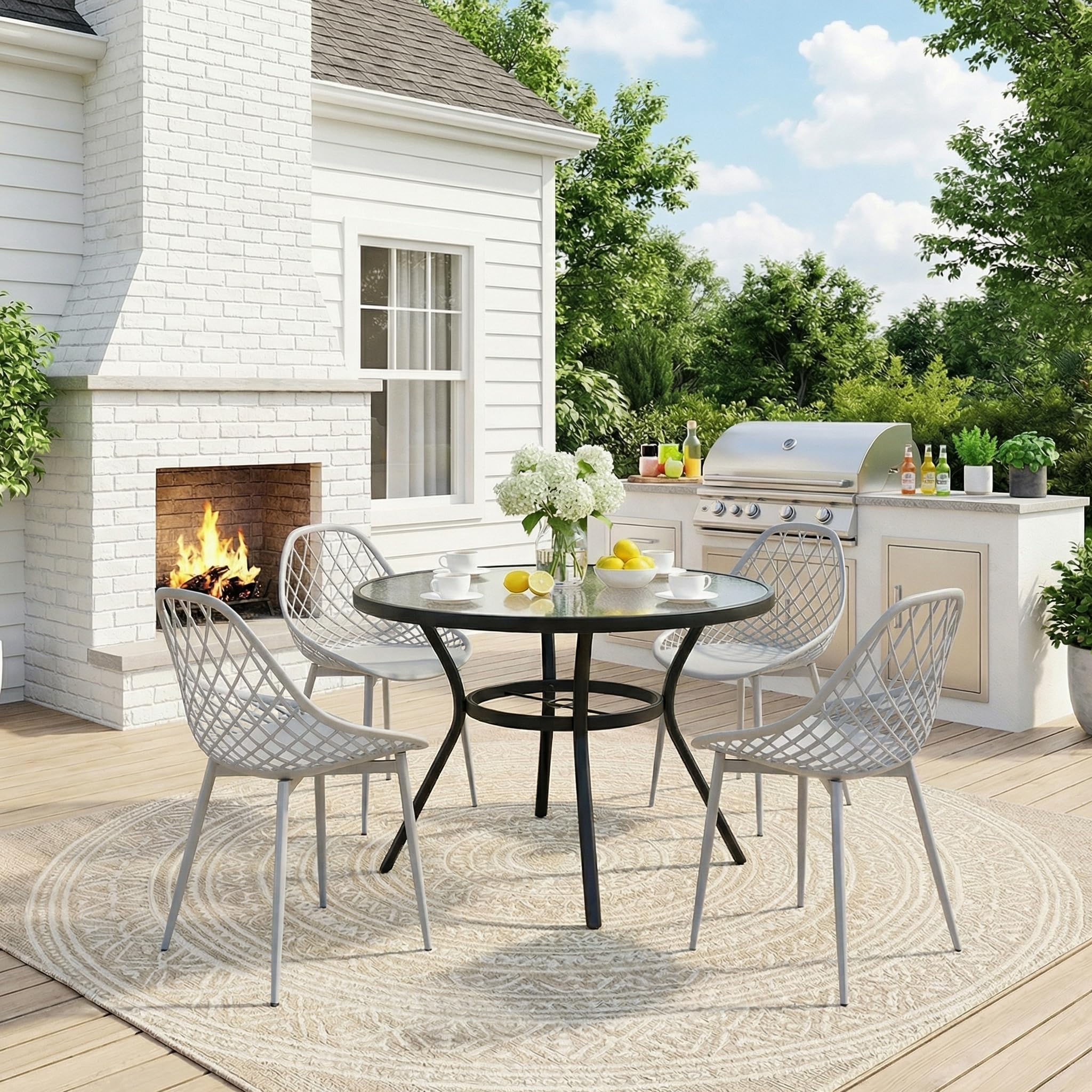 buybyroom Sillas Terraza Exterior, Juego de 12 Sillas Jardin Exterior con Patas de Metal y Respaldo de Plástico Ergonómico, para Jardín,Terraza,Balcon,Reuniones, Salon, Comedor,Recepción, Gris
