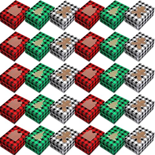 Cholemy 120 cajas de galletas de Navidad con ventana, cajas de regalo de panaderĂa de Navidad a cuadros a granel de 8.3 x 6 x 3.7 pulgadas, cajas de Cholemy 120 cajas de galletas de Navidad con ventana, cajas de regalo de panaderĂa de Navidad a cuadros a granel de 8.3 x 6 x 3.7 pulgadas, cajas de