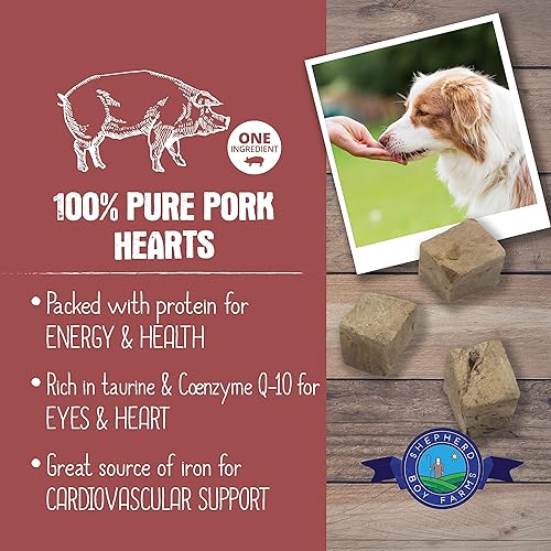Miniatura 2 de Shepherd Boy Farms Golosinas liofilizadas para perros, corazón de cerdo, golosinas naturales liofilizadas para perros y aperitivos para perros,