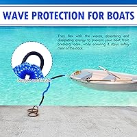 Vista 6 de Líneas de muelle elástico de 4 pies para barco, cuerdas de amarre de muelle, dos ganchos (azul, 4 pies)