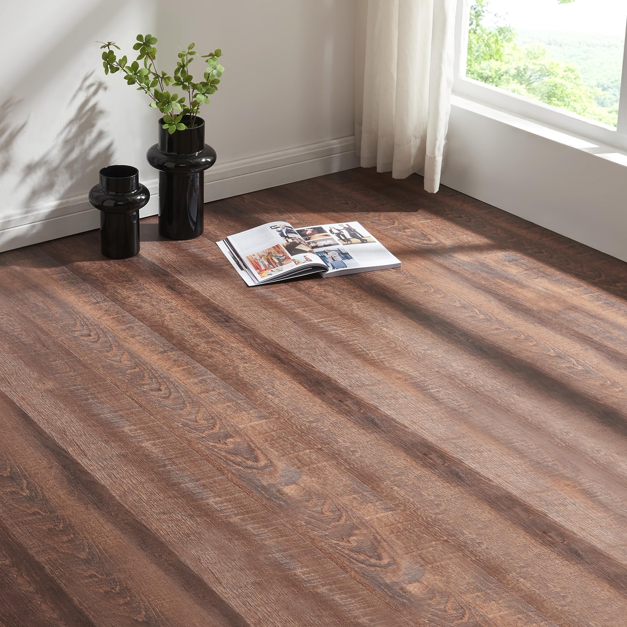 NEU.HOLZ Suelo de Vinilo Okapirg Sistema de Click Suelo Laminado 80 Baldosas de Vinilo para Baño Cocina Grosor 5mm 17,5 m² Antideslizantes Resistentes al Agua SPC 122x18cm - Roble Rústico