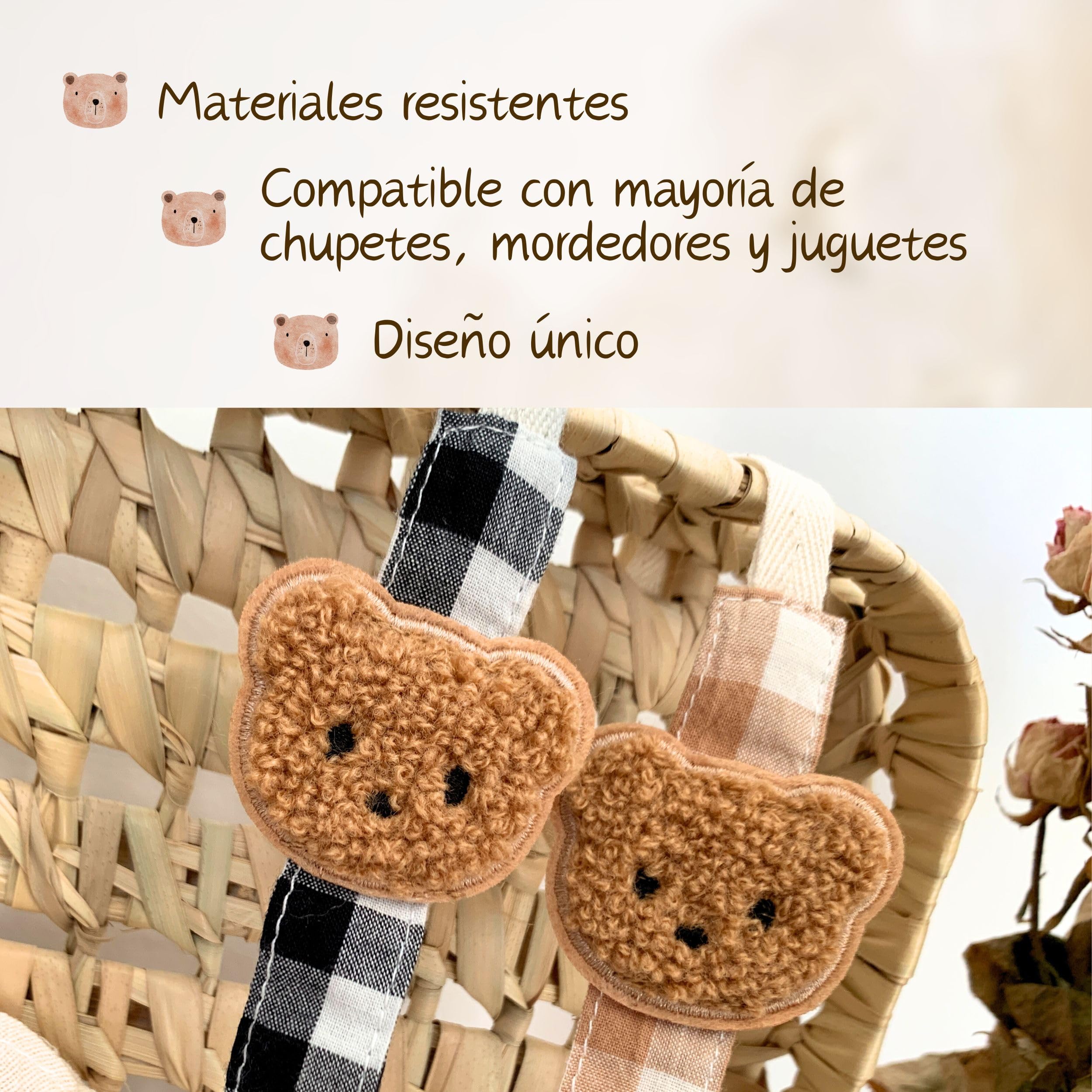 SUPER PACK De 2 Chupetero De Tela B&J® SIN PELIGRO DE ASFIXIA + Portachupete Bebé | 2x Cadena Chupete Bebé | Guarda Chupetes Bebé | 2x Sujeta Chupetes | Porta Chupetes Bebé | Chupeteros Bebé