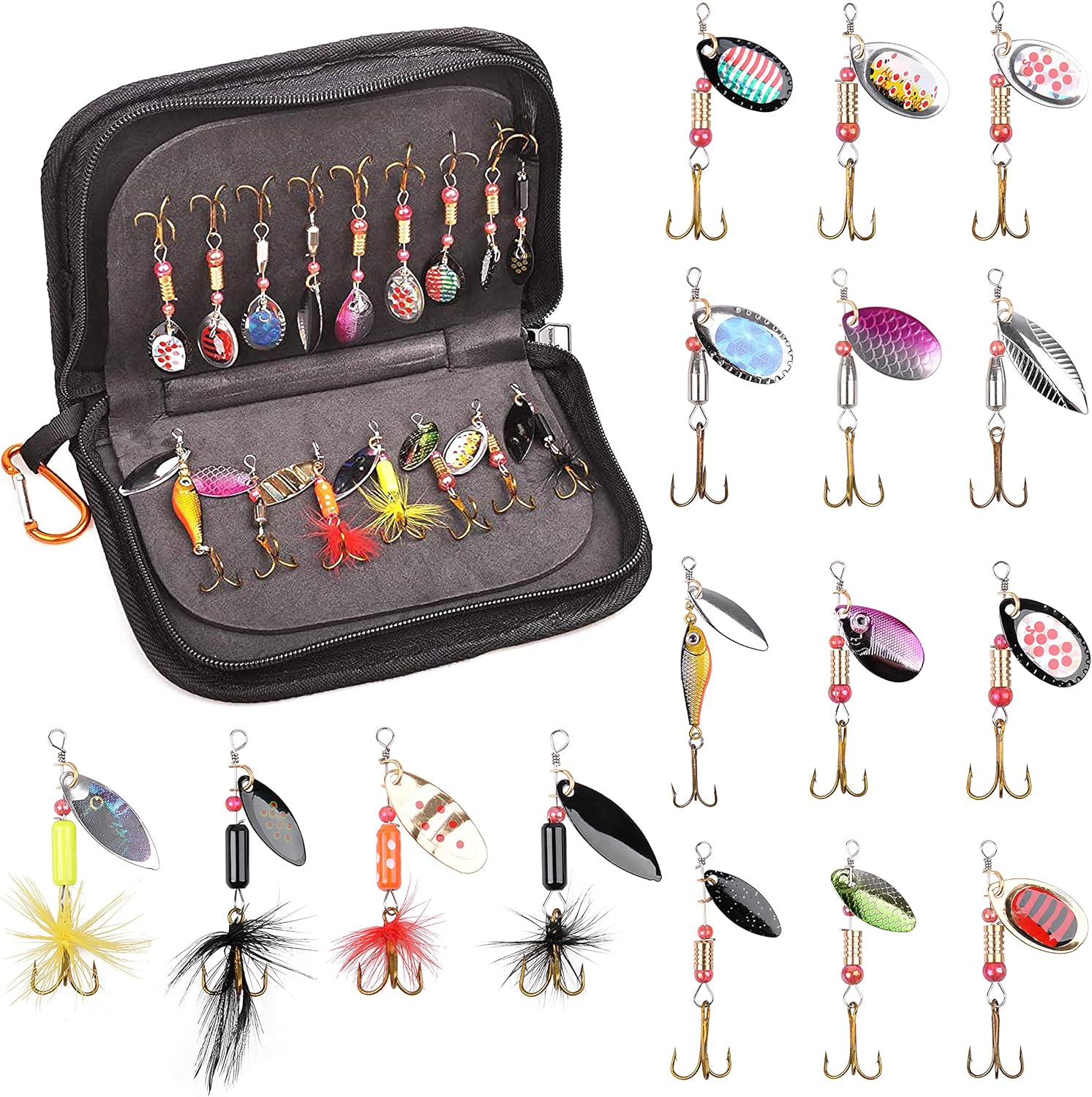 Fishing Lures Inline Spinner Bait Kit, 16pcs Spinning