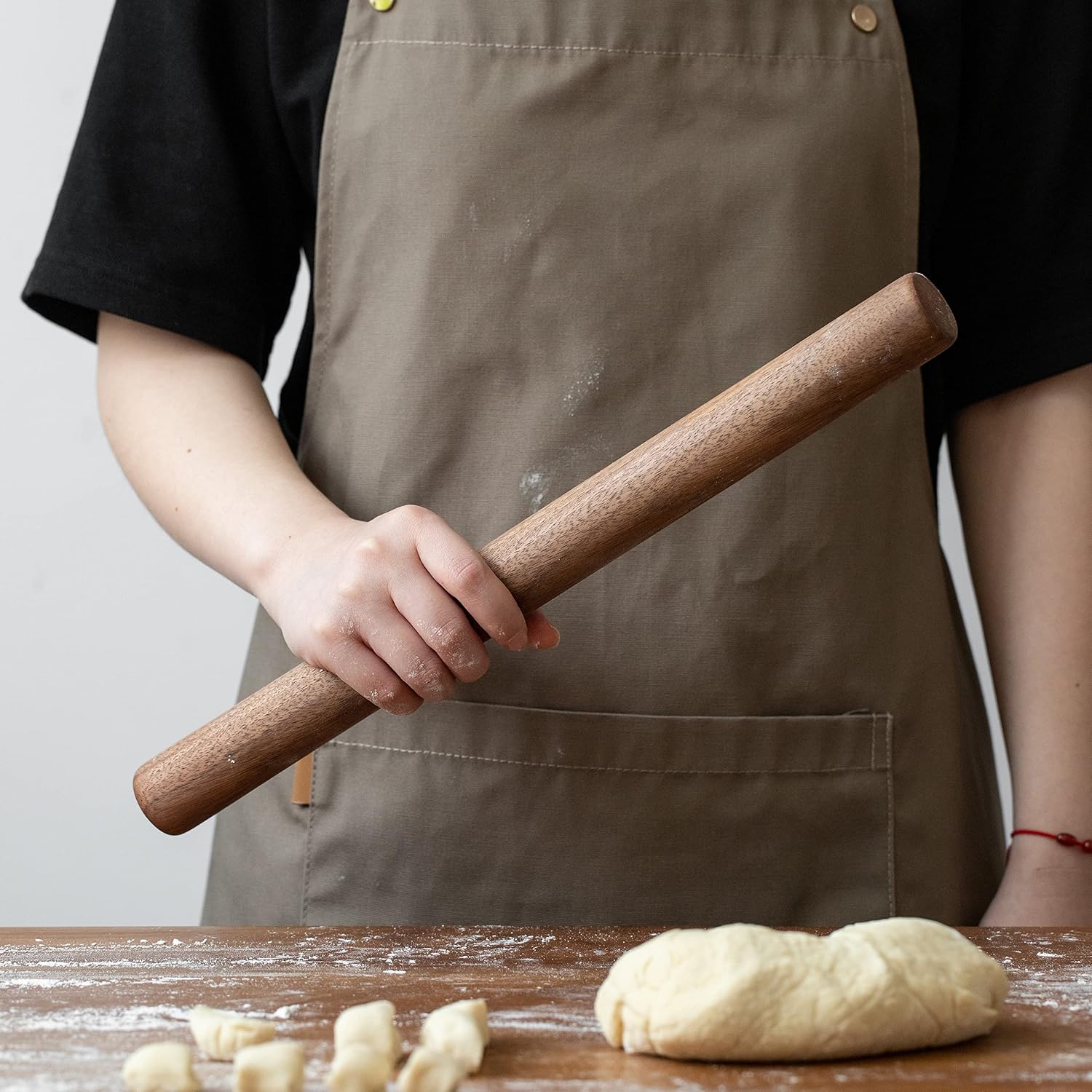 Muso Wood Black Walnut Rolling Pin for Baking (Walnut Dowel 15-3/4 Inch)