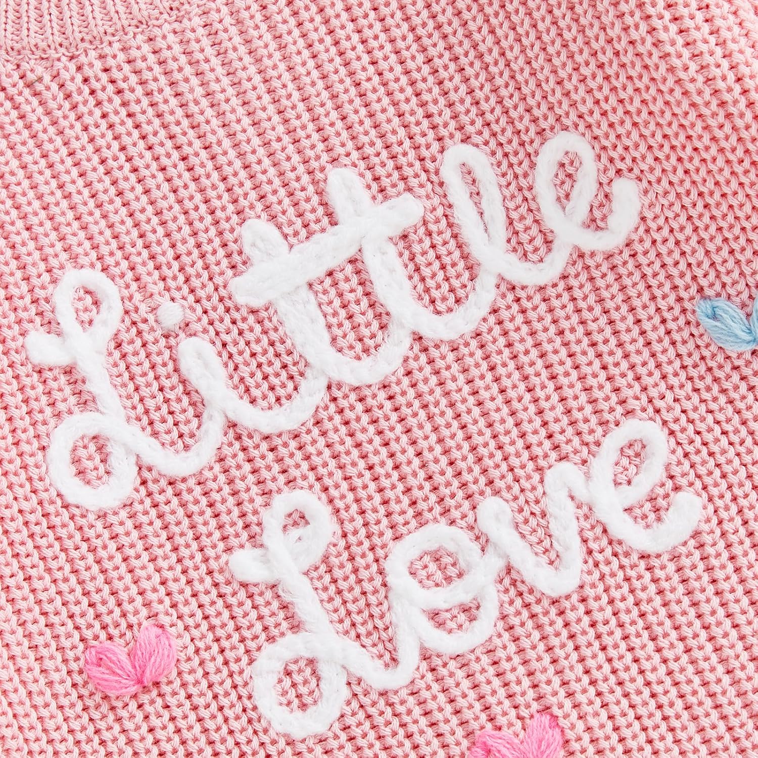 Lesimsam Newborn Baby Boy Girl Valentines Day Outfit Oversized Embroidery Long Sleeve Knit Sweater Bubble Romper Bodysuit - Image 7