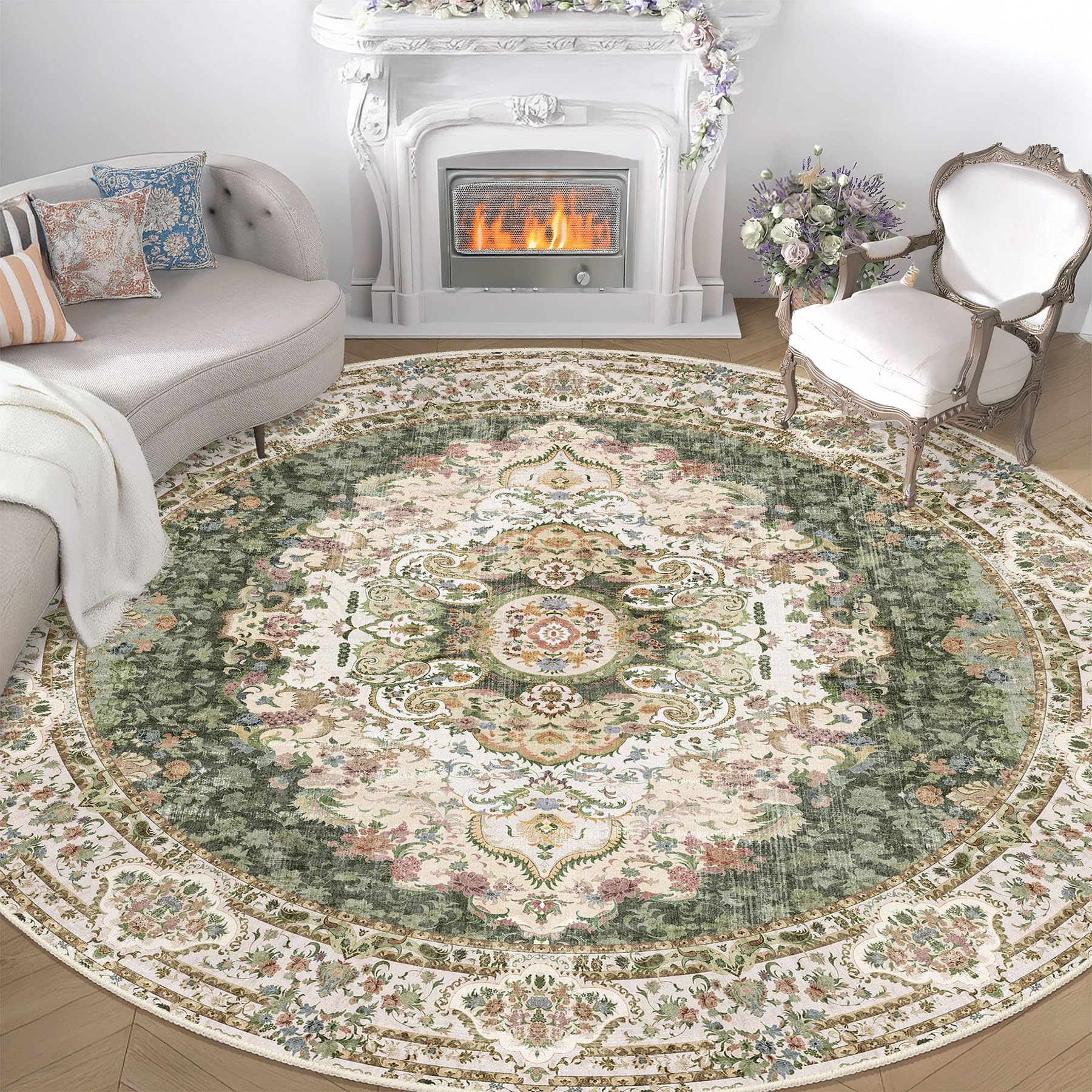 【中古】ennoy ラグマット　エンノイ　E ROUND RUG Amazon.com: Castage Green Round Rug 9ft, Large Circle Area Rug for