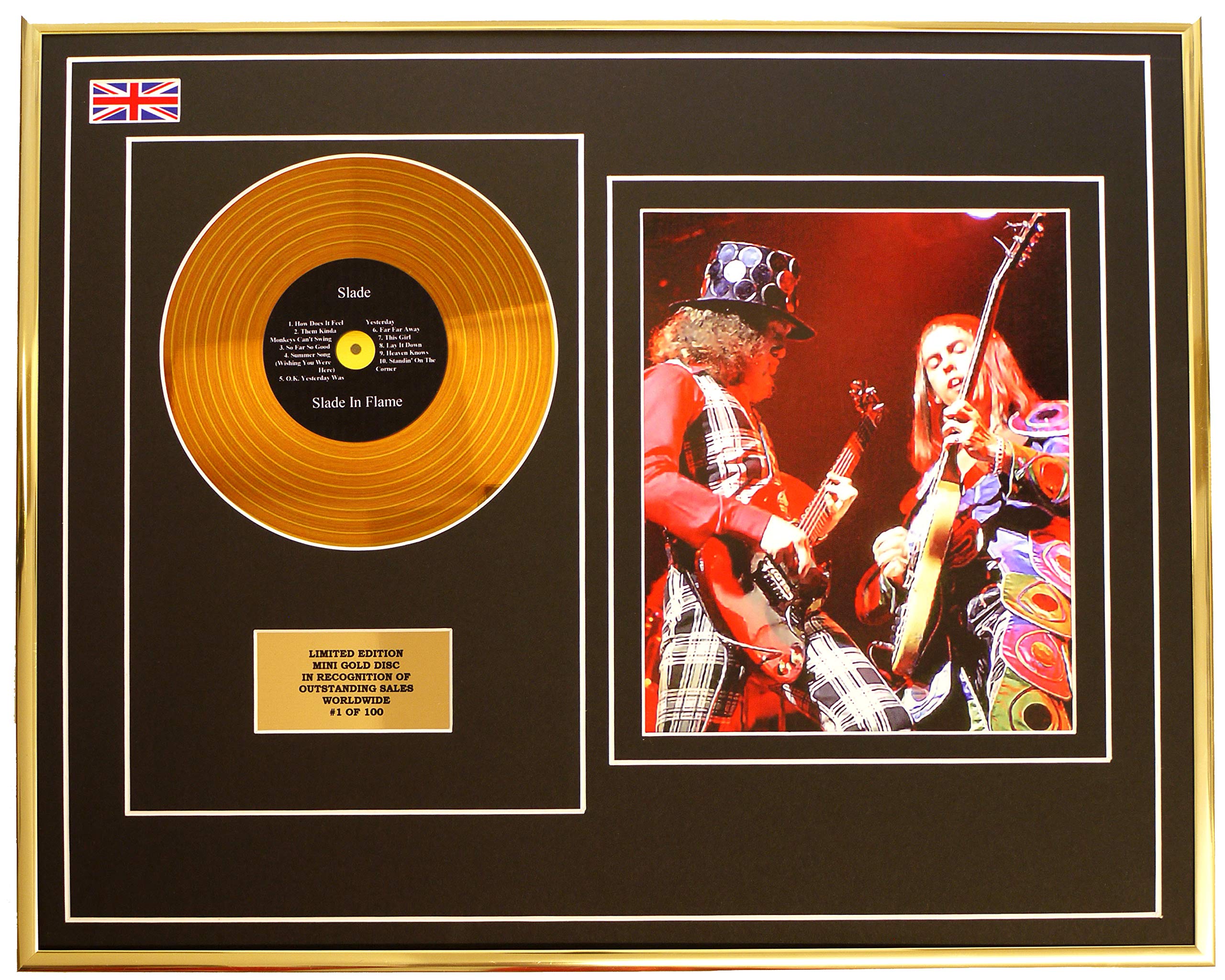 Everythingcollectible Slade/MINI Metall Gold DISC & Foto Display/Limitierte Edition/COA/Slade IN Flame