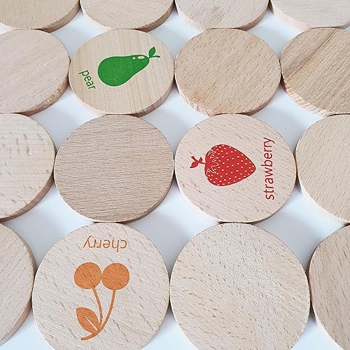 Vista 3 de bee smart Juego de memoria de madera - Juego de memoria a juego para niños de 3 años en adelante, 16 piezas Juguete educativo para niños Frutas