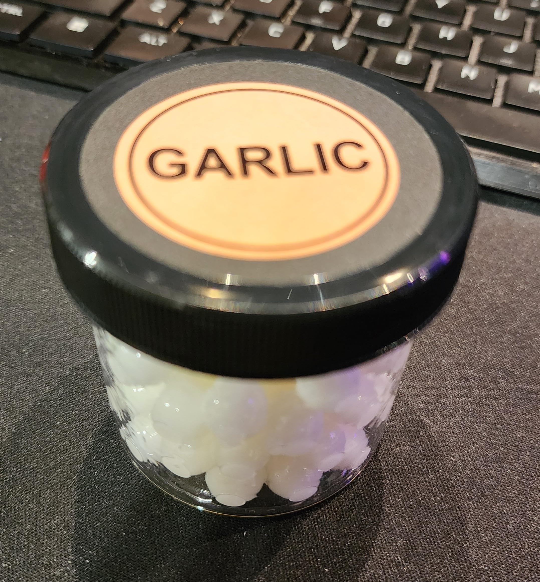 80 10mm Garlic Scented Single Rubber Eggs with Jar - White