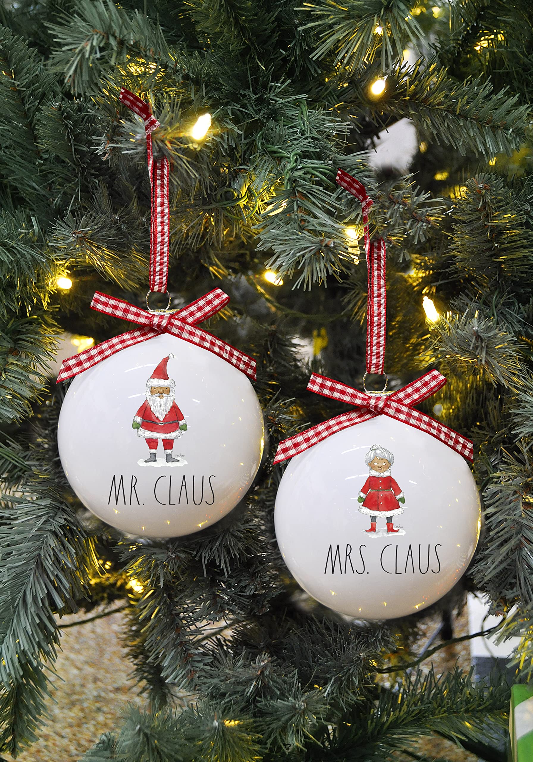 Juego De 6 Bolas Doradas Con Papá Noel ø 10 Cm Para árbol De