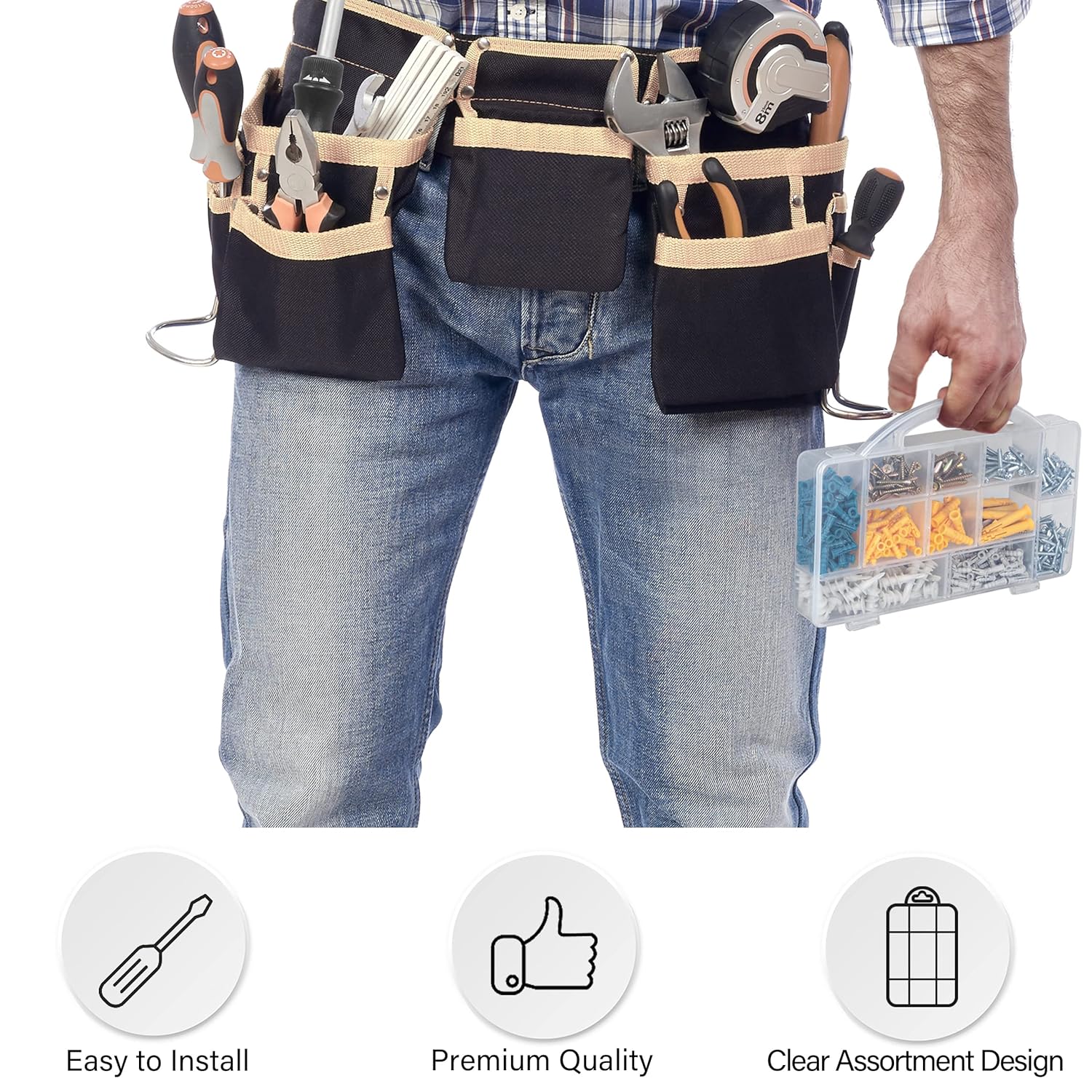 KURUI 510PCS Drywall Anchors and Screws Assortment Kit, 265 Plastic Wall Anchors and 265 Philips Galvanized Flat Head Screws, 6 Sizes with Self Drilling Drywall Anchors and Organizer Box