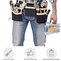 Vista 18 de KURUI Kit surtido de anclajes y tornillos para paneles de yeso, 270 unidades, 135 anclajes de expansión de pared seca de plástico y 135 tornillos