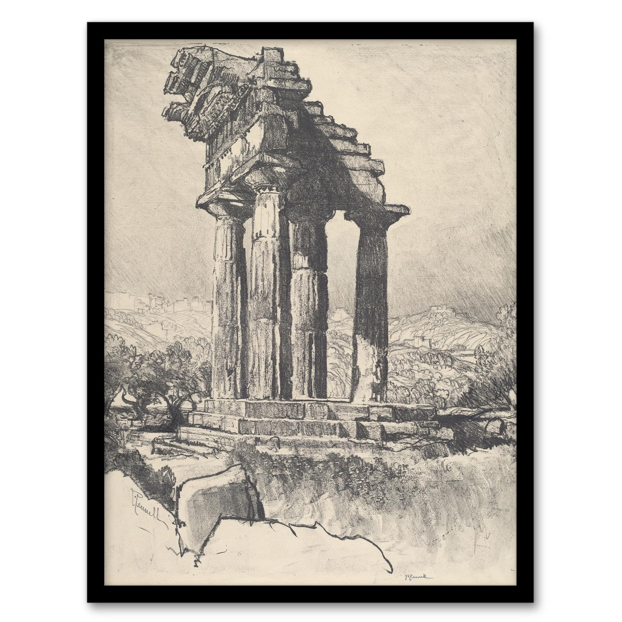 Artery8 Framed Wall Art Print - A4 - Grey