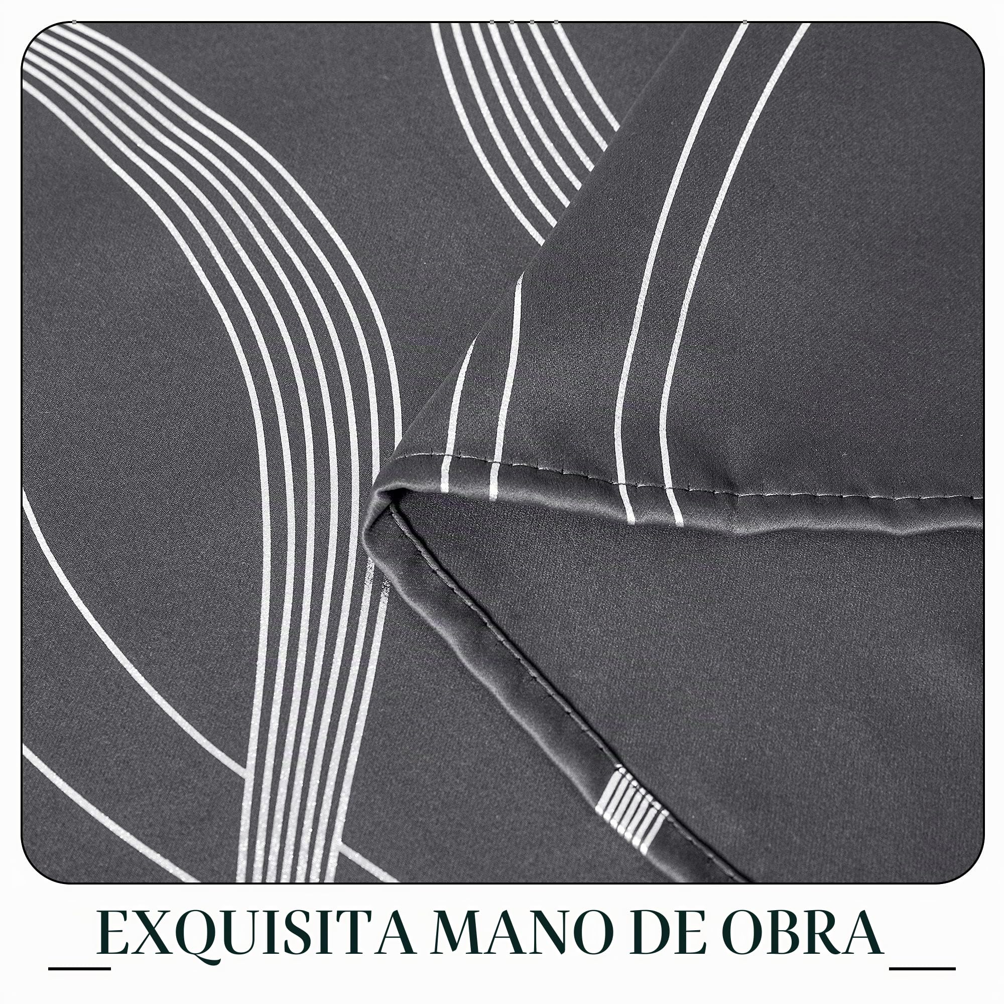 PONY DANCE Cortinas Opacas Dormitorio de Curvas Plateadas, 2 Paneles | 140x245cm(AnxAl), Cortinas Grises para Habitacion/Salon, Blackouts Curtains, Diseño Curvado Plateado, Lavable, con Ojales
