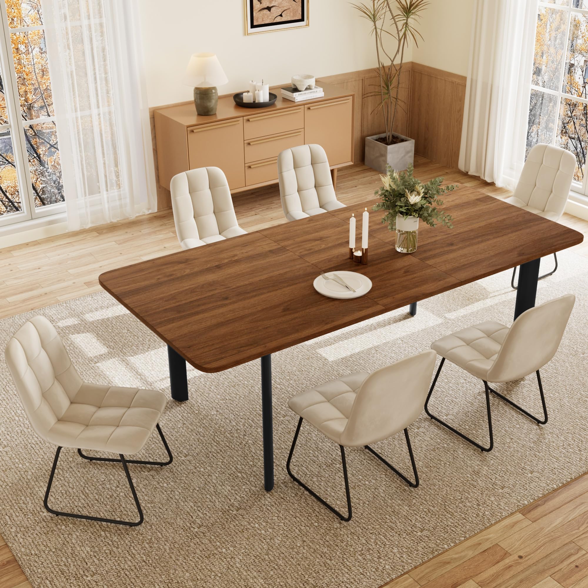 Wysuwany nowoczesny stół do jadalni z 4 do 8 krzesłami, stylowy design z płyty MDF, do salonu, regulowany 160-200 cm, idealny na rodzinne spotkania i rozrywkę