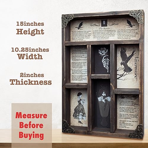 Miniatura 4 de INSOVITA Armario rústico de poemas de Edgar Allan Poe, decoración gótica victoriana para estantes, estante de pared pequeño, decoración de
