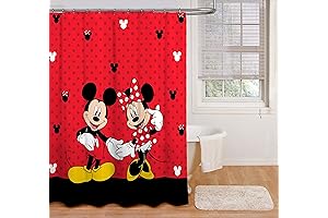 Disney Minnie Mouse & Minnie Mouse Shower Curtain & Easy Care Fabric...