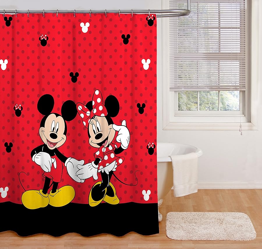 Disney Mickey Mouse and Minnie Mouse 70" x 72" Fabric Shower Curtain - image 2