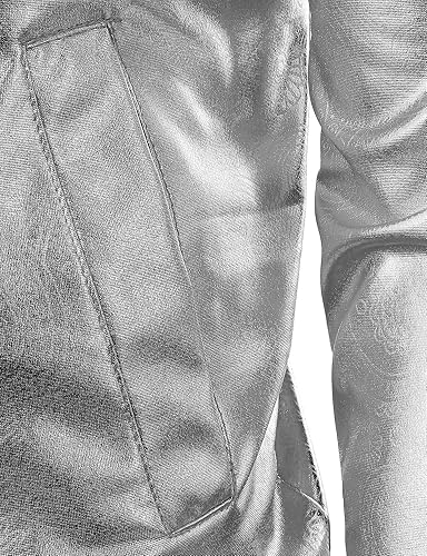 Miniatura 5 de ZEROYAA Chamarra estilo hipster con cremallera para hombre, diseño metálico brillante