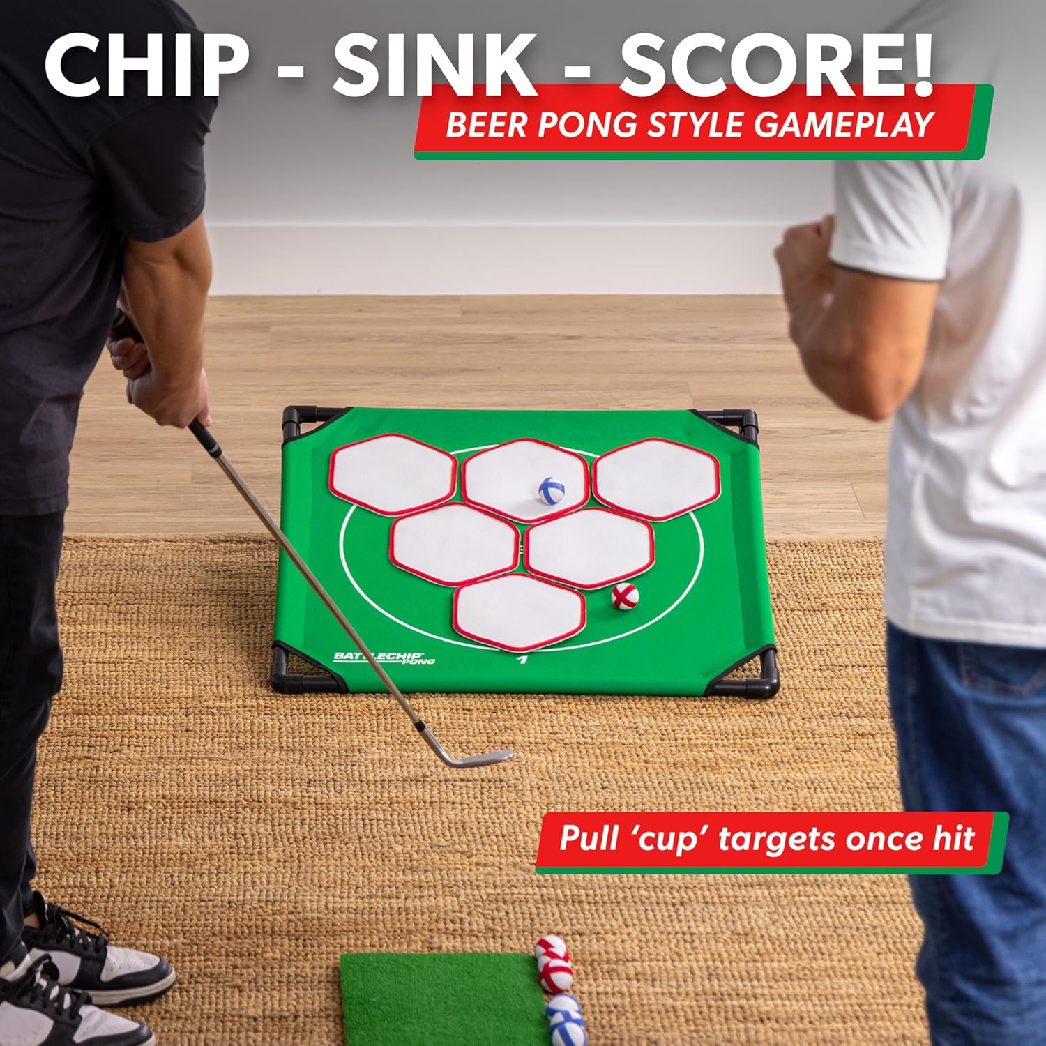 GoSports BattleChip Pong Chipping Golf Games for Adults and Families - Outdoor & Indoor Golf Game Set - Home, Backyard, Lawn, Beach, & More