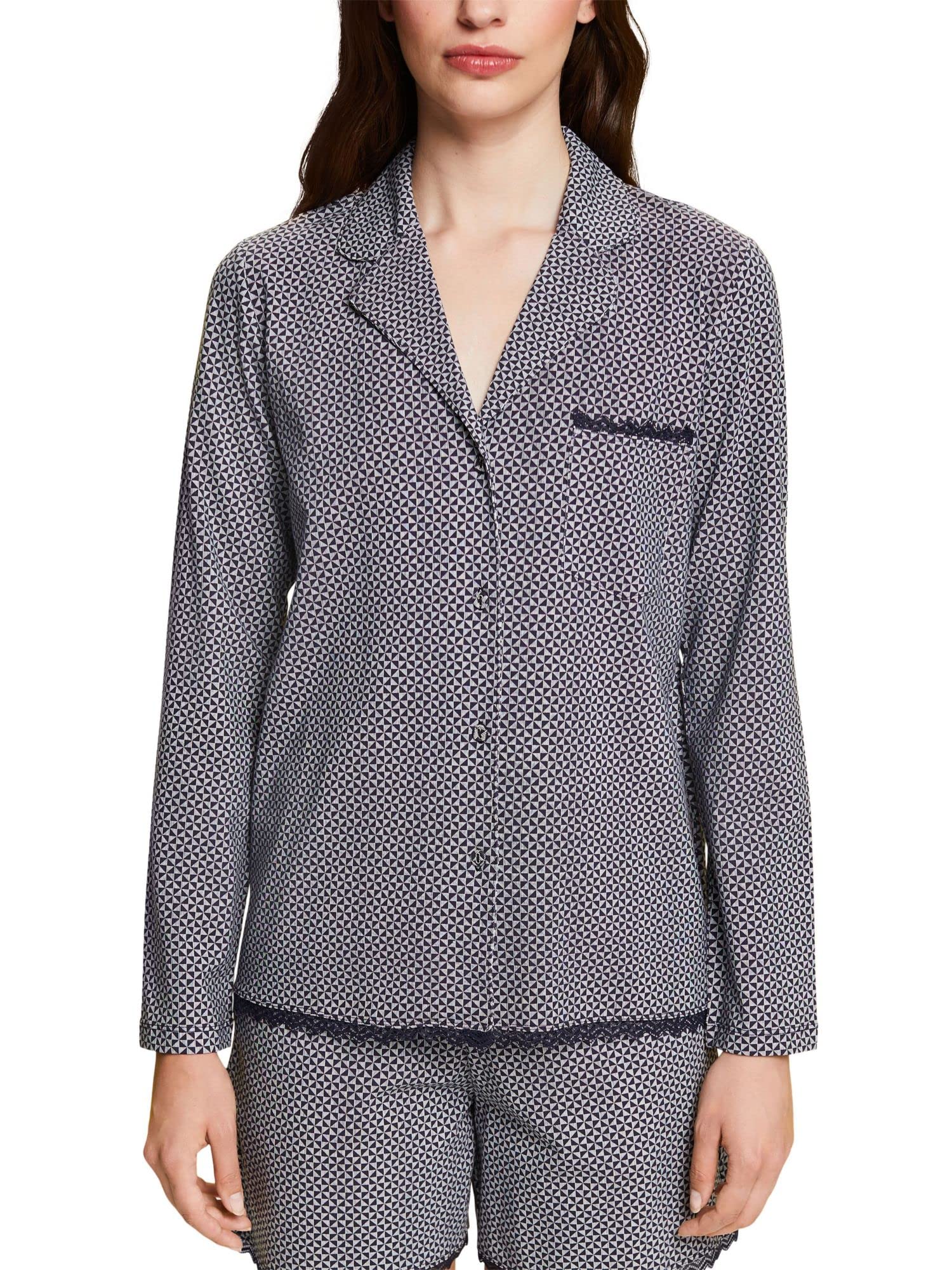ESPRIT Algodón Estampado Encaje Sus S.Shirt_a_l Camiseta de Pijama Mujer