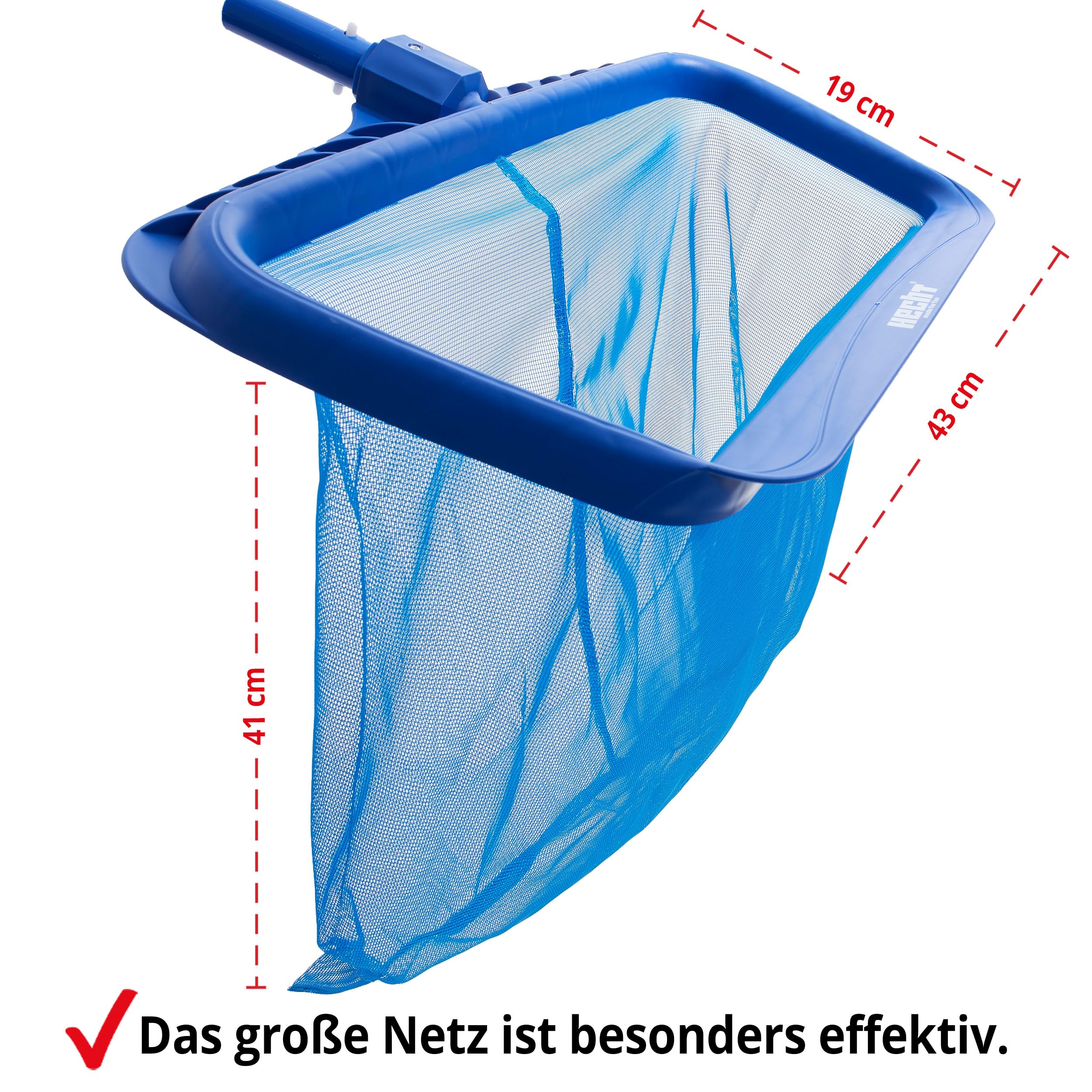 Hecht Kescher Pool, wahlweise mit Teleskopstange – extra großes Netz, feinmaschig – Poolreinigung – Wasserpflege – Für Schwimmbad, Pool, Planschbecken, Whirlpool, Teich (Modell 3 + Teleskopstange)