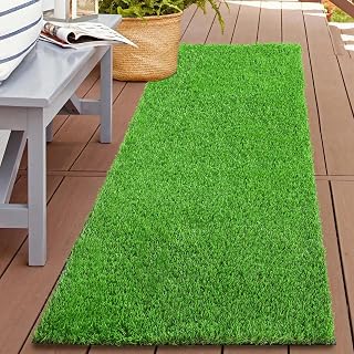 XLX TURF 2x6 FT Thick Artificial Grass Runner Rug - Realistic Pet-Friendly Fake Turf Mat for Dogs Potty, Patio, Balcony - 1" Pile Height