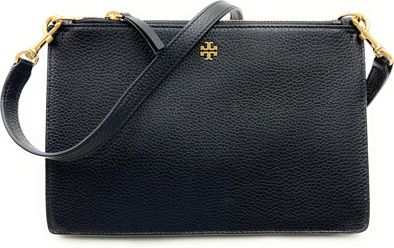 Tory Burch Double Zip Slim Crossbody (Black) Handbags