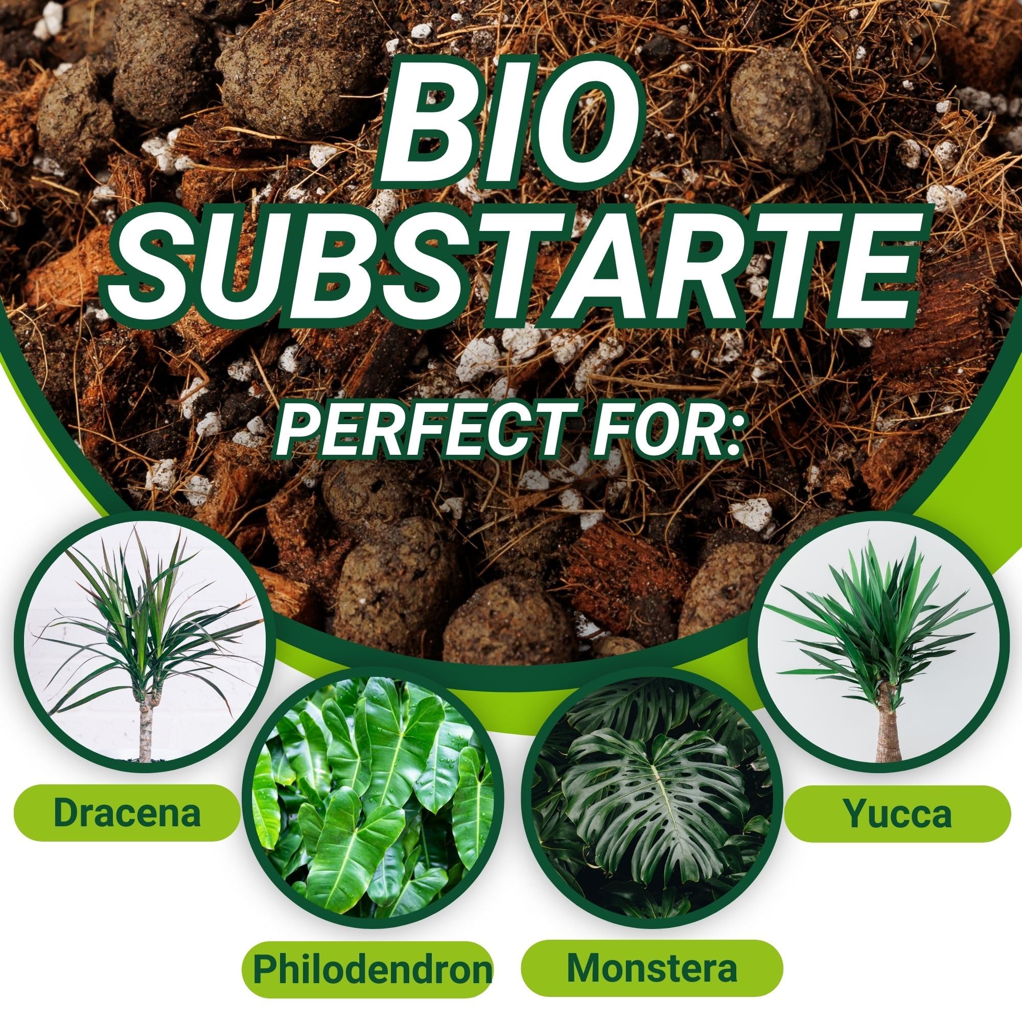 Monstera Erde 20L | Blumenerde Zimmerpflanzen für Monstera Pflanzen | 8-Komponenten Palmenerde mit Wurmhumus | Grünpflanzen für Palmen | Natürlich und Nährstoffversorgung