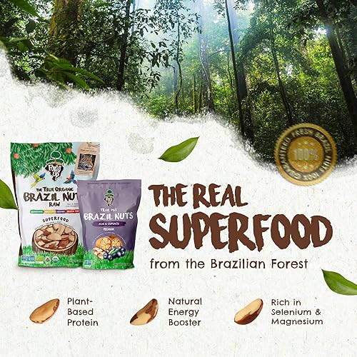 Vista 79 de Snack The True Organic Brasil Nuts 15 oz – Crudos y sin sal – Kosher – Saludables ricos en proteína vegetal – Cosechados en la selva amazónica