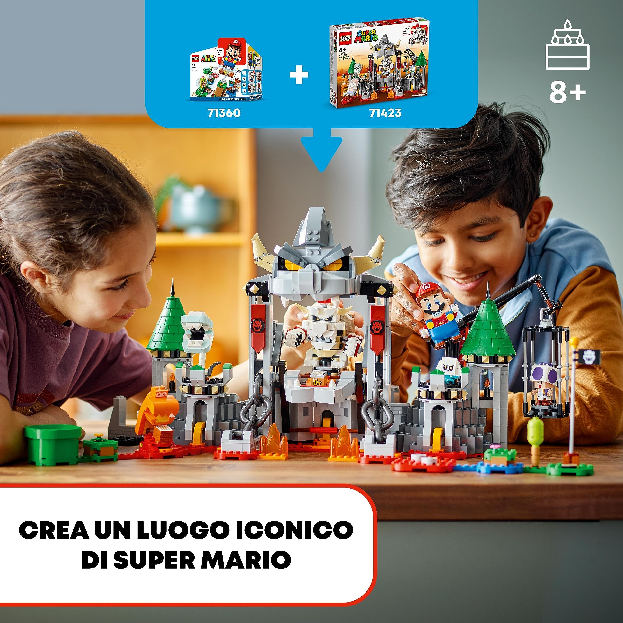 LEGO Super Mario Pack di Espansione Battaglia al Castello di Skelobowser con 5 Personaggi tra cui Toad Viola, Piantosso Piranha Ossea e il Goombosso, Giochi per Bambini e Bambine da 8 Anni 71423