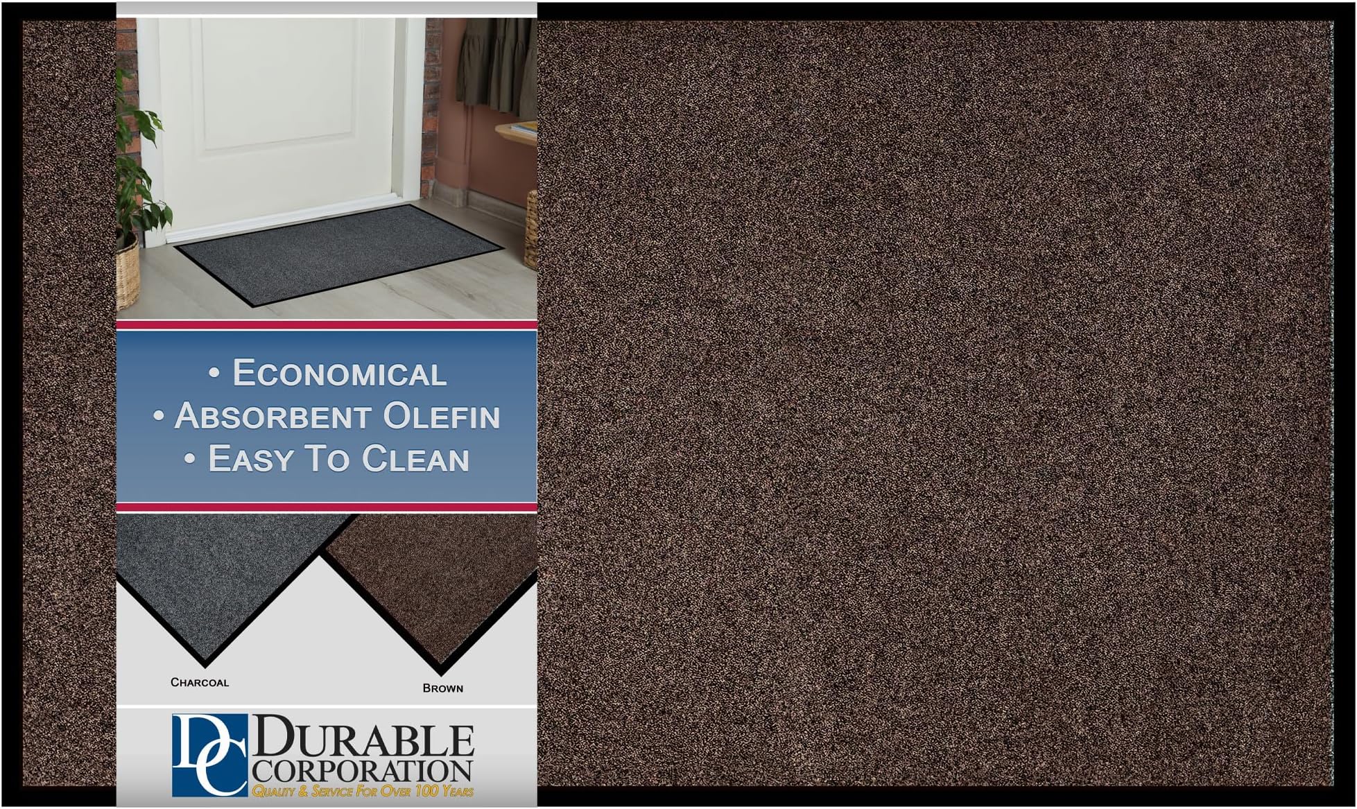 Corporation-654S48 Wipe-N-Walk Vinyl Backed Indoor Carpet Entrance Mat, 4' x 8', Brown