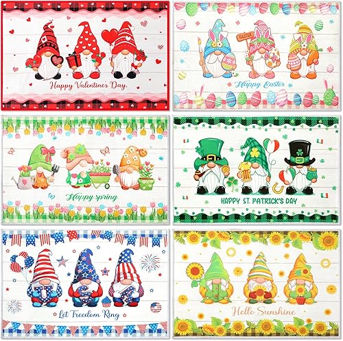 Drydiet Tapete de gnomo para el día de San Valentín, 6 unidades, para primavera, día de San Patricio, Pascua, Día de la Independencia, tapete de