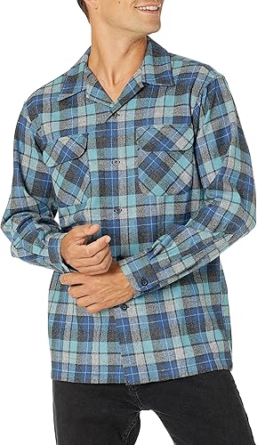 Pendleton - Camisa de lana estilo clásico de manga larga para hombre