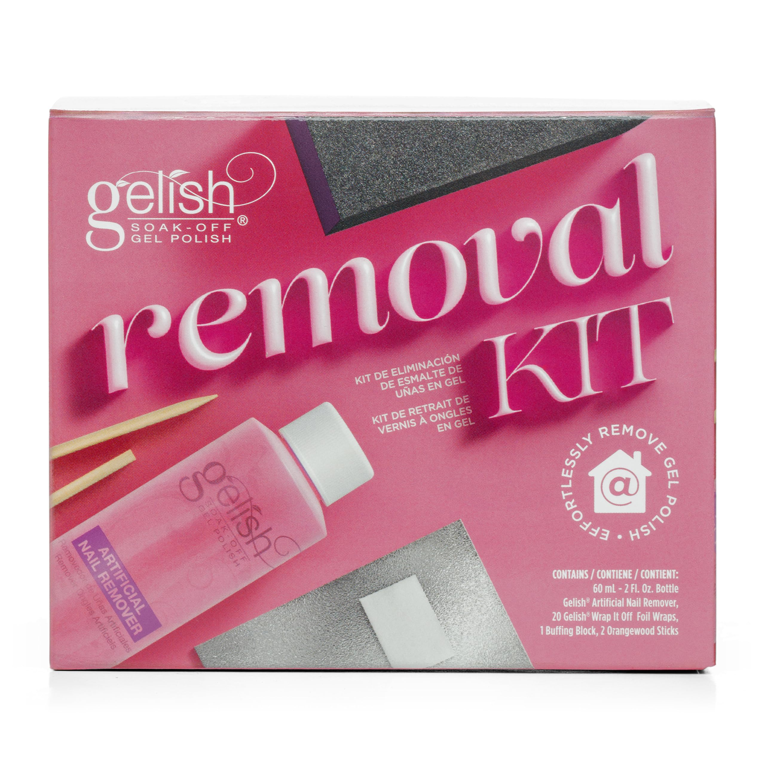 Gelish Removal Kit - Complete Gel Nail Polish Removal Set, Manicure Kit for Effortless Gel Polish Removal, Quick & Easy Nail Polish Removal, Healthy Nails, 15-Minute Soak Off Solution.