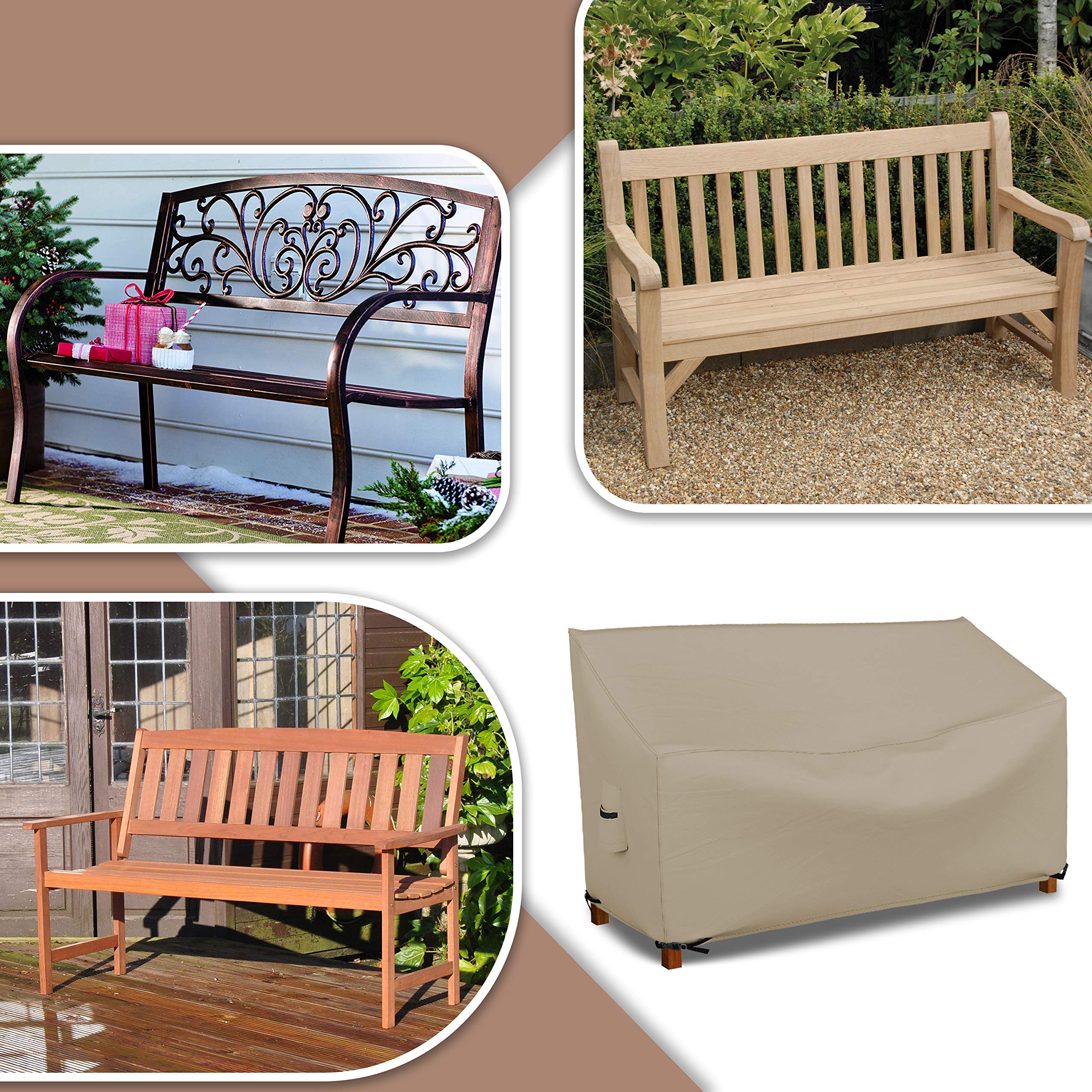 Housse De Canapé D'extérieur Imperméable - Pour Banc Jardin 2/3/4 Places, Taille Max 190x66x89cm, Noir