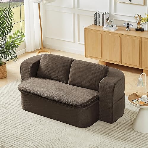 Eafurn 75" Convertible Floor Sofa Bed Folding Boneless Couches for Living Room, Plush Corduroy Foldable Loveseat Floor Sleeper Comfy Mattress Lounge with Blanket and 2 Pillows | High Rebound Foam, Non-slip, No Assembly Required