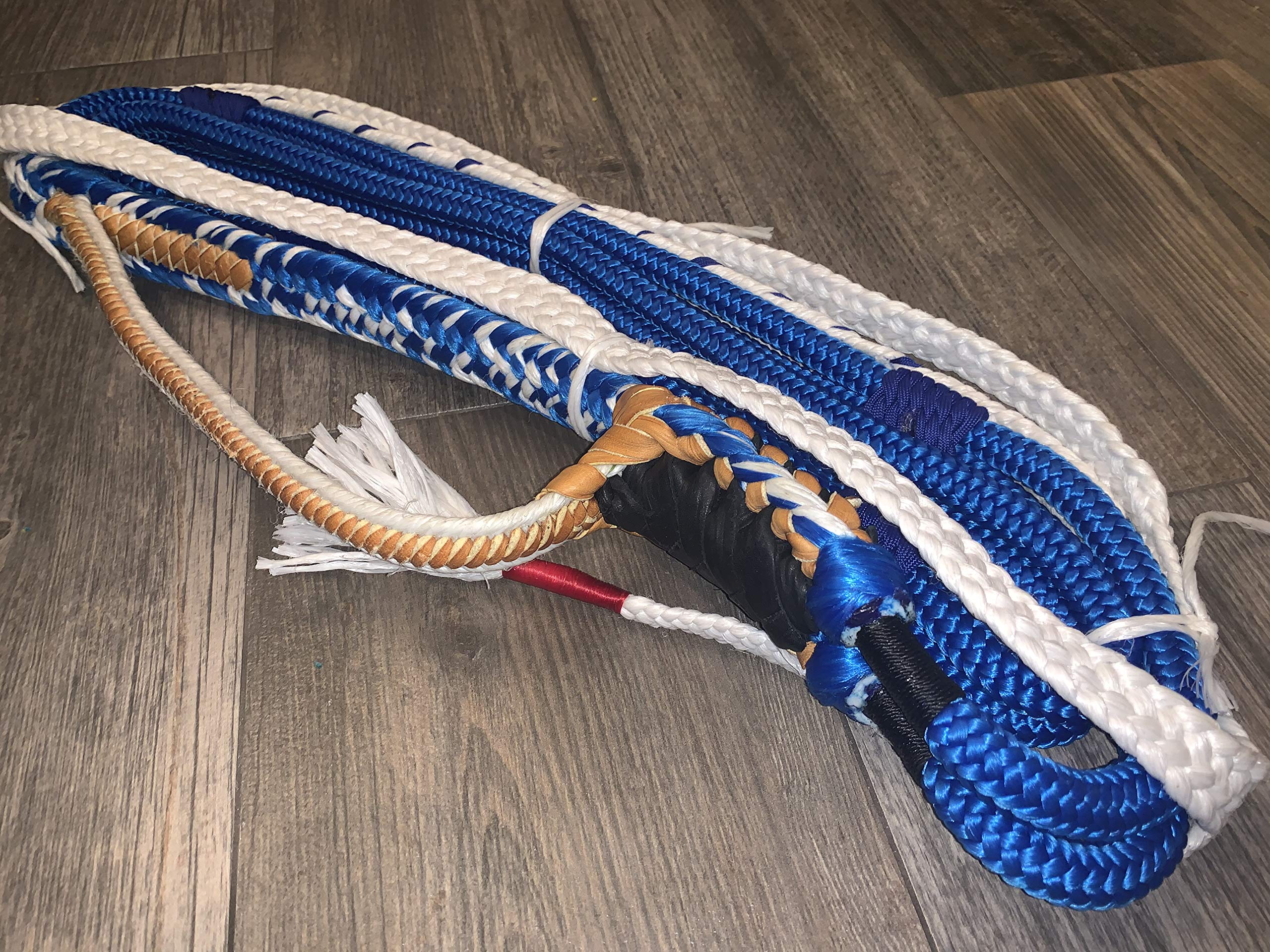 EPT Bull Ropes Pacific Blue Nylon on White Poly Pro 9x7 RH Bull Riding 7/8 x 7/8 Soft -16'