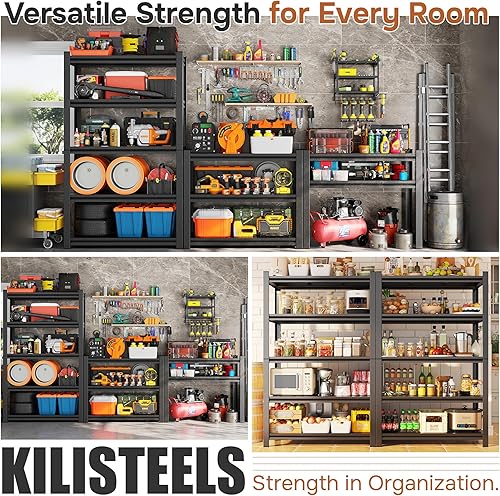 Miniatura 7 de Estantería de garaje de 72 pulgadas de alto, estantería de 5 niveles, estantes de almacenamiento de metal ajustables de 3500 libras resistentes para