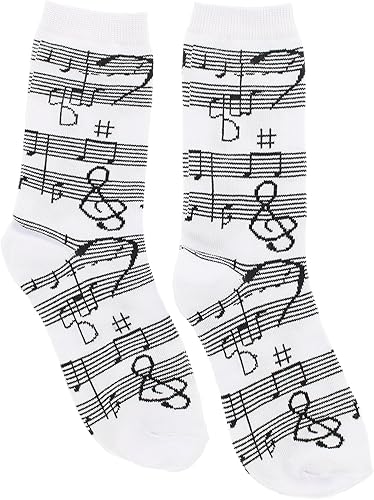 Miniatura 2 de Notas musicales blancas y negras para mujer, teclas de piano, calcetines de instrumentos, (3Pr) Talla 9-11, Negro -, Talla única