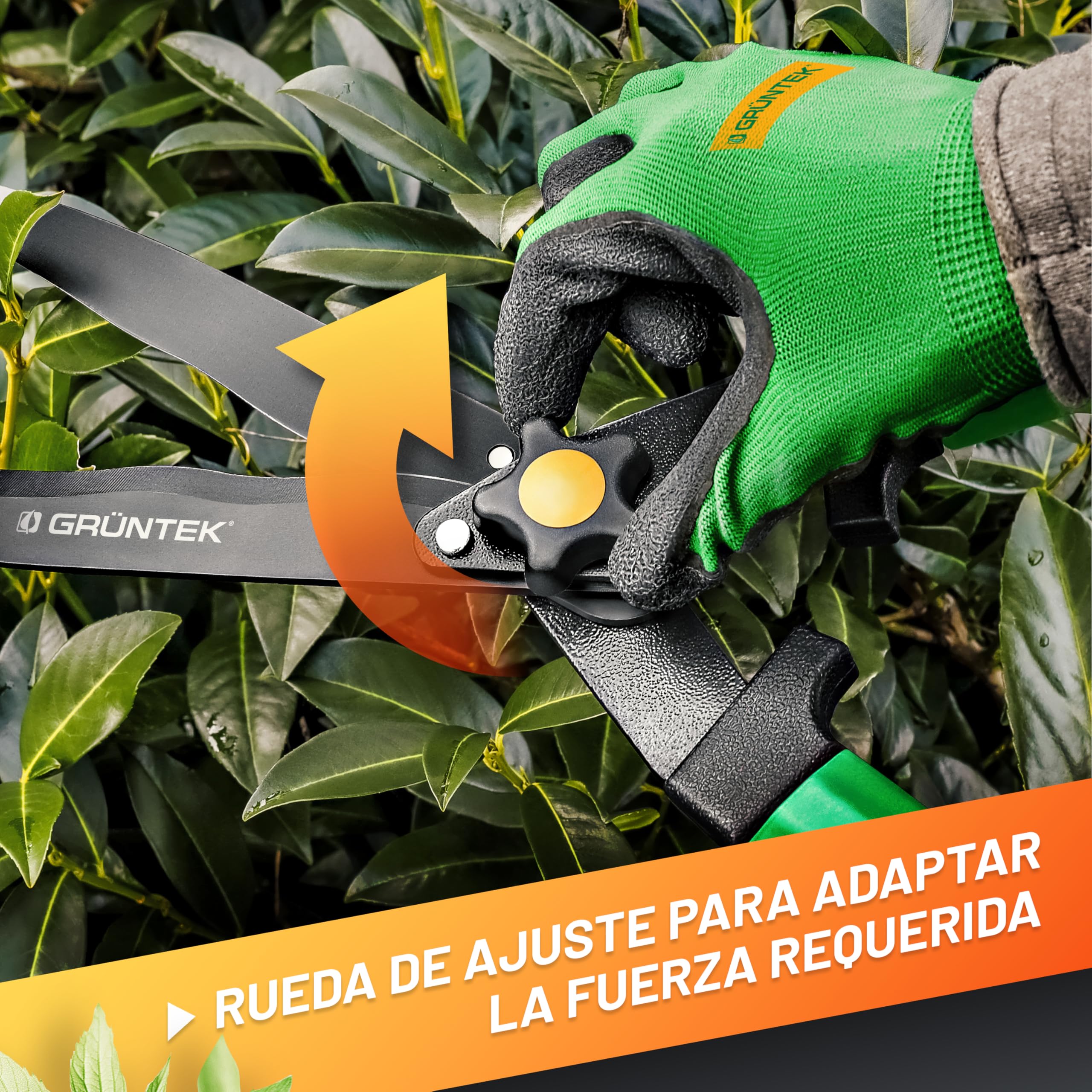 GRÜNTEK Cizalla para Setos. Tijera de Poda Jardín de dos manos 560mm. Cortasetos Poderoso y Ligero