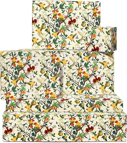 CENTRAL 23 Papel de regalo floral para mujer 6 hojas de regalo con etiquetas flores de jardín de pájaros papel de regalo de boda elegante vintage