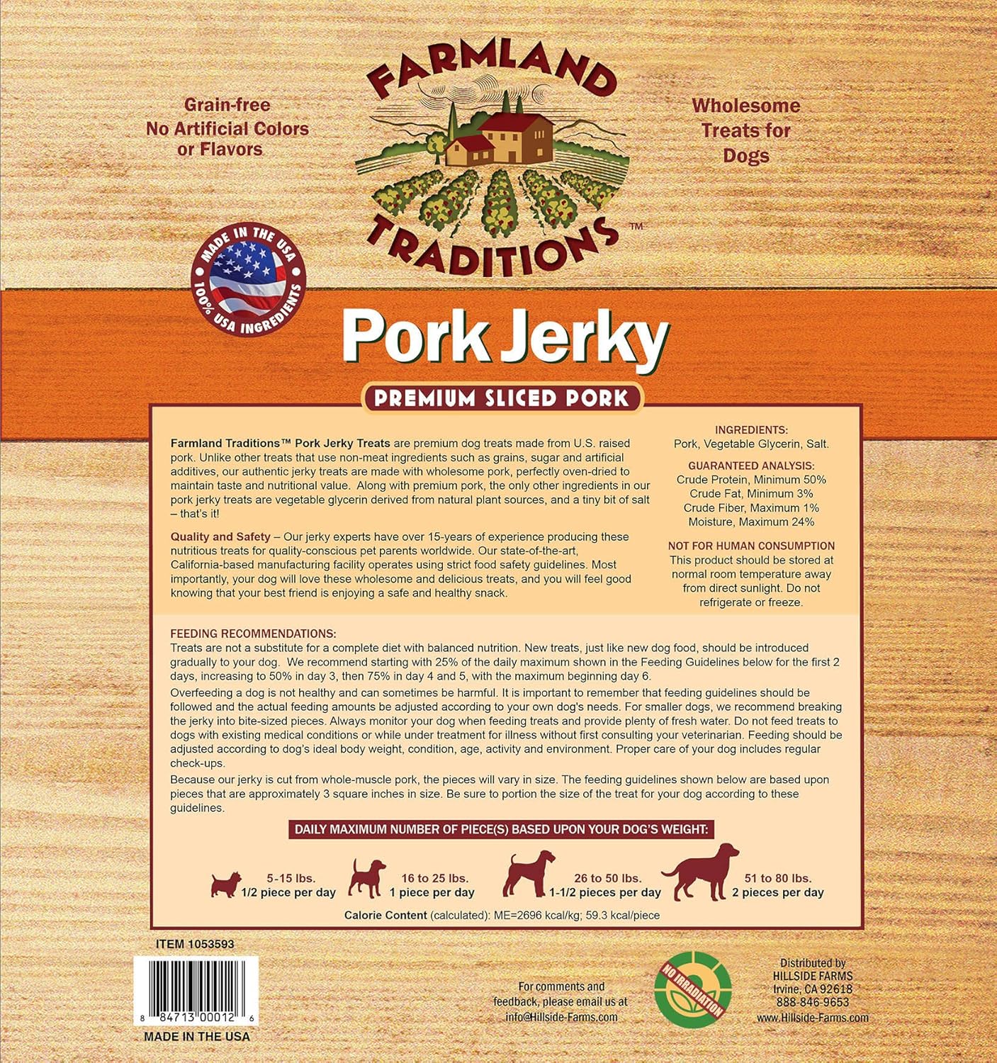Farmland Traditions USA Made 2 lb. Pork Jerky Dog Treats