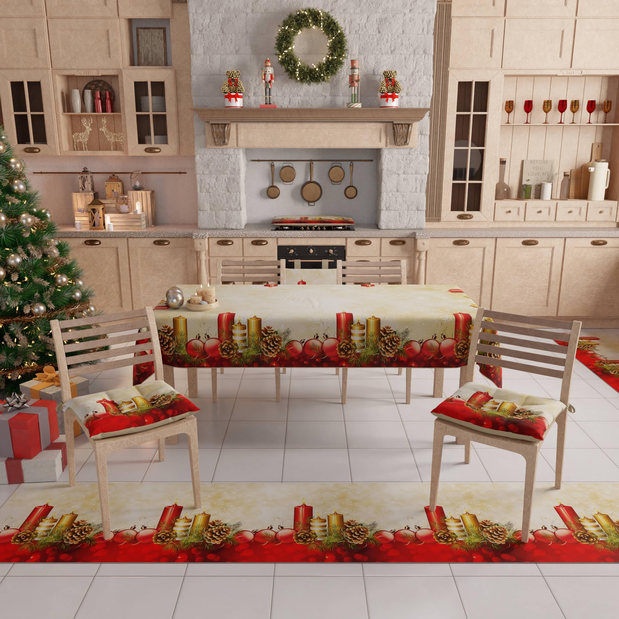PETTI Artigiani Italiani, Christmas Kitchen Rug, Christmas Kitchen Runner, Non-Slip and Washable Christmas Kitchen Rug - Image 3