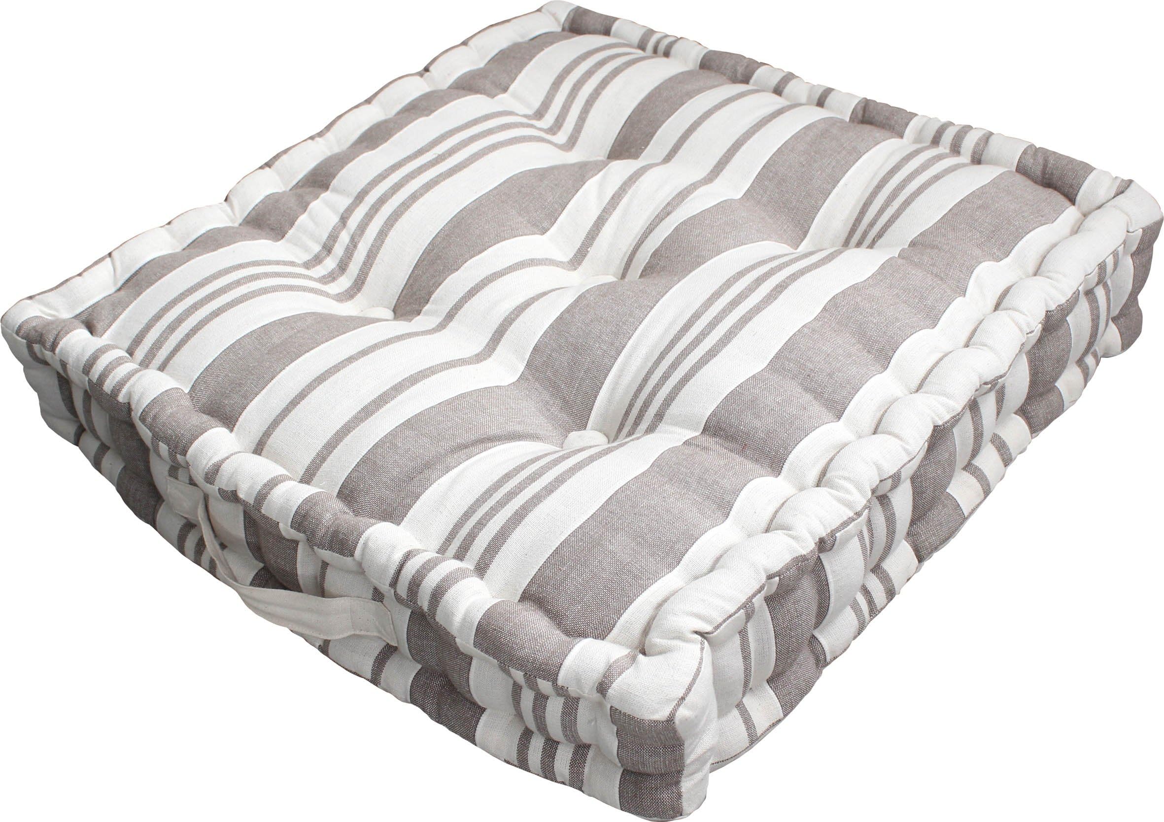 Eminza Floor Pillow (50 cm) Striped Linen Natural