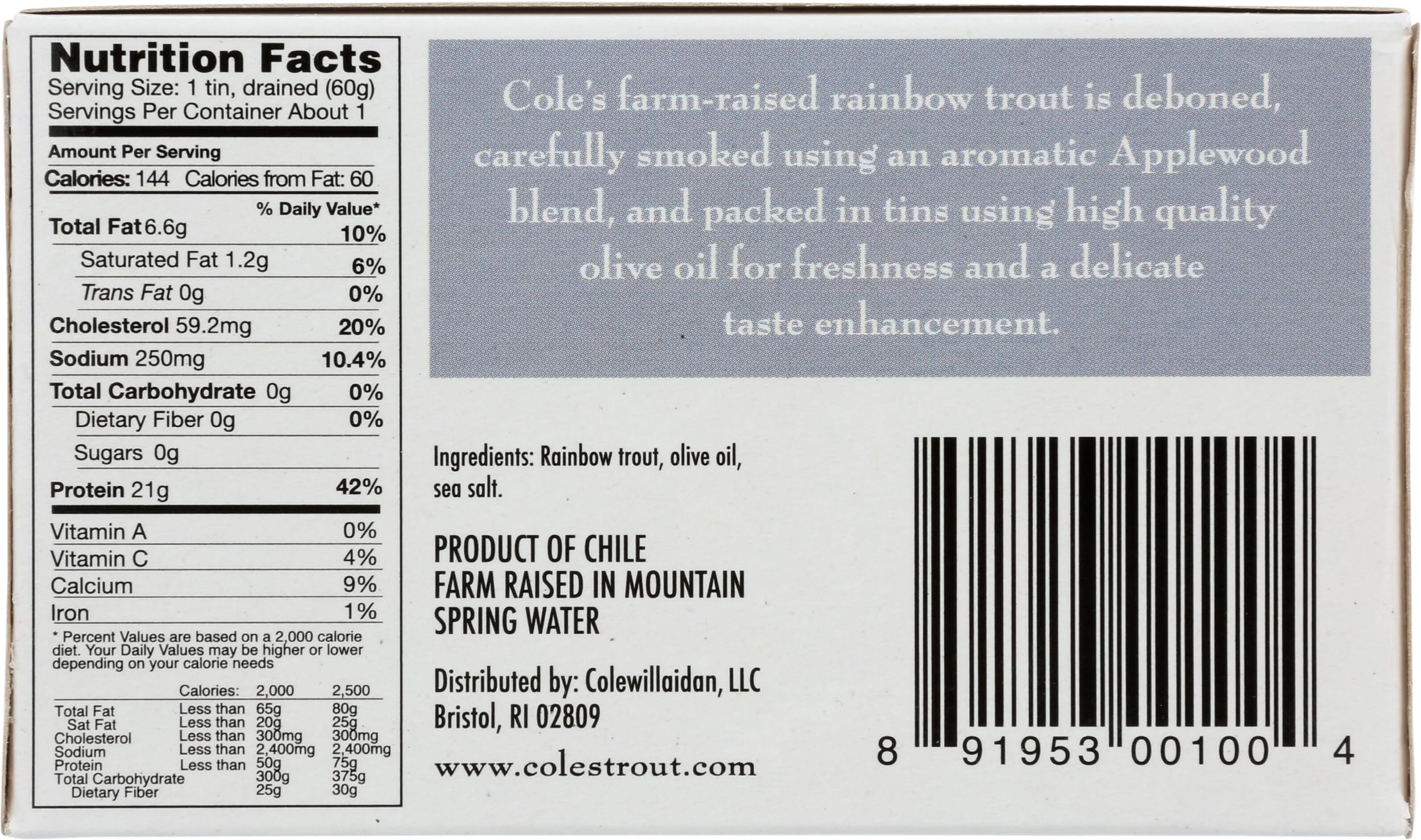 Cole, Trout Applewood Smoked In Olive Oil, 3.2 Ounce thumbnail 2