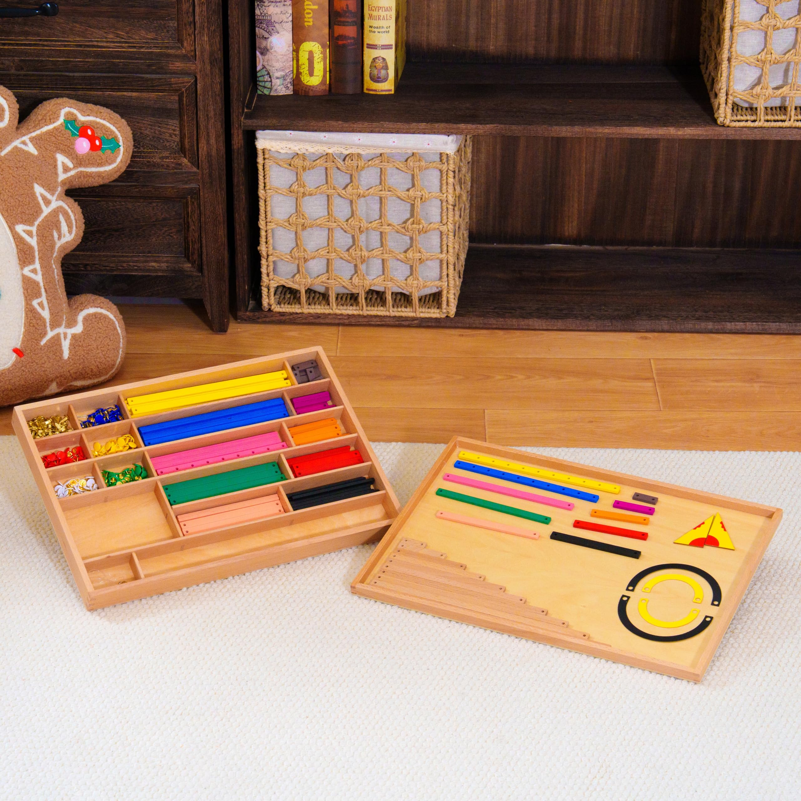 Montessori materiały matematyczne – drewniana zabawka edukacyjna do liczb i liczb, przedszkola i szkoły podstawowej, domowej i klasy od 3 lat (geometryczne pręty Montessori)