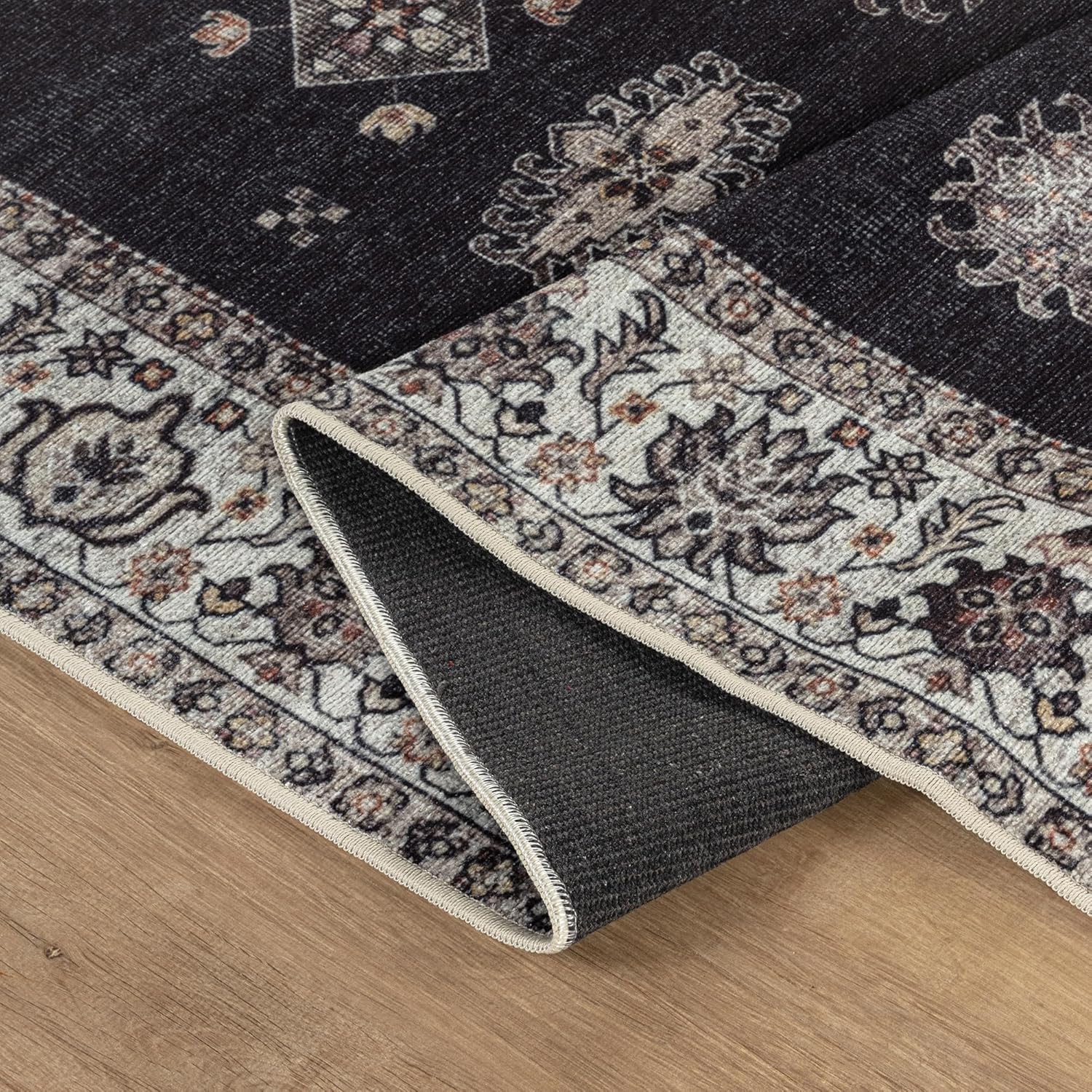 Bloom Rugs Washable Non-Slip 4' x 6' Rug - Black/Ivory Traditional Area Rug for Living Room, Bedroom, Dining Room, and Kitchen - Exact Size: 4' x 6' - Image 9